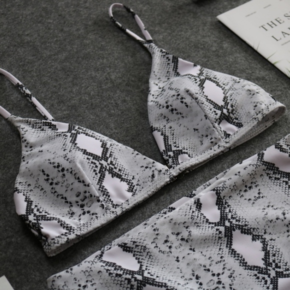 Padded Snake Print High Waisted Bikini Swimsuit - Picture 7 of 8